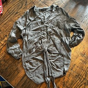 tie front button down